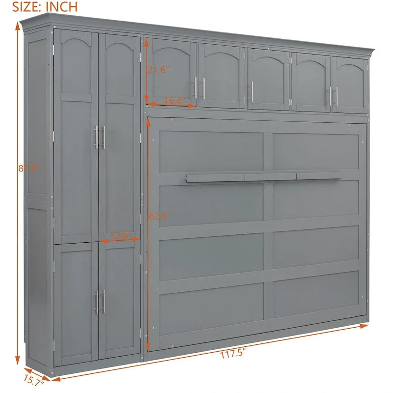Queen Smart Murphy Bed with Wardrobe & Storage, Customizable System