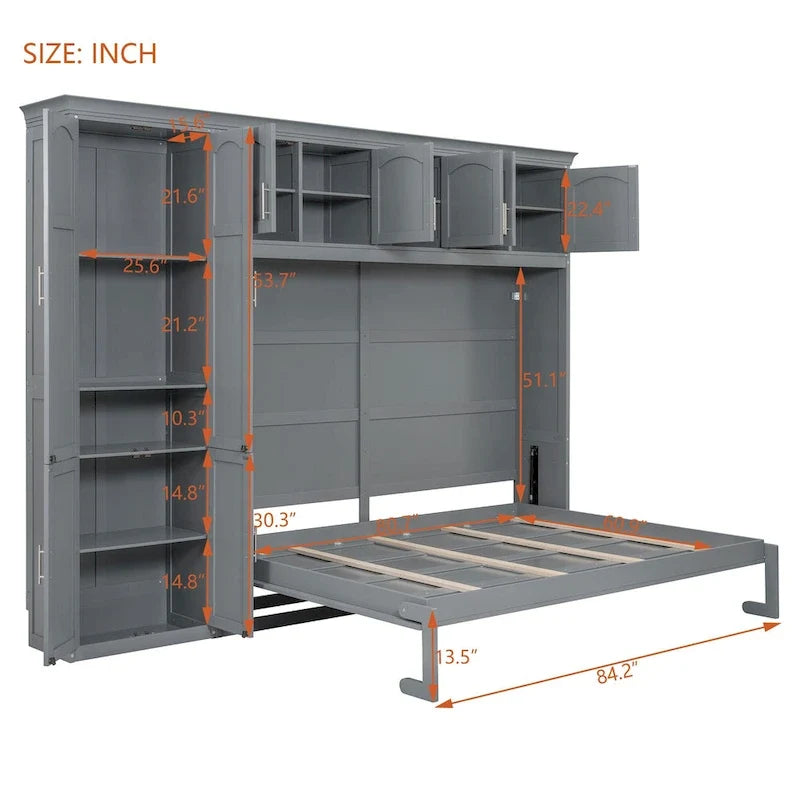 Queen Smart Murphy Bed with Wardrobe & Storage, Customizable System