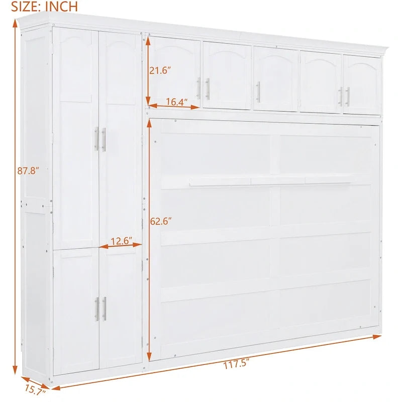 Queen Smart Murphy Bed with Wardrobe & Storage, Customizable System