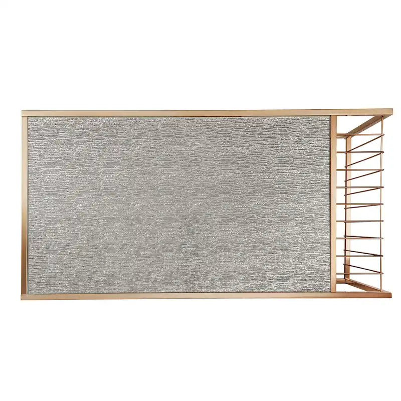 Champagne Gold Finish Textured Mirror Top Nesting Coffee Table