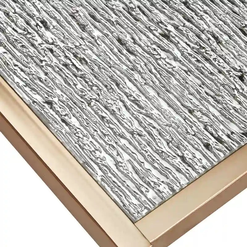 Champagne Gold Finish Textured Mirror Top Nesting Coffee Table