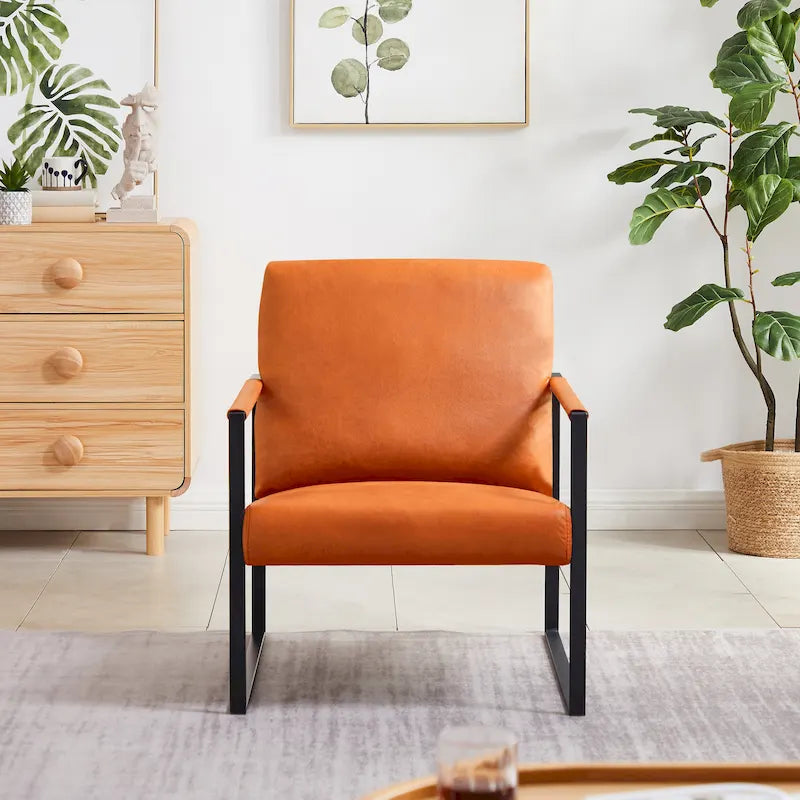 Faux Leather Accent Arm Chair