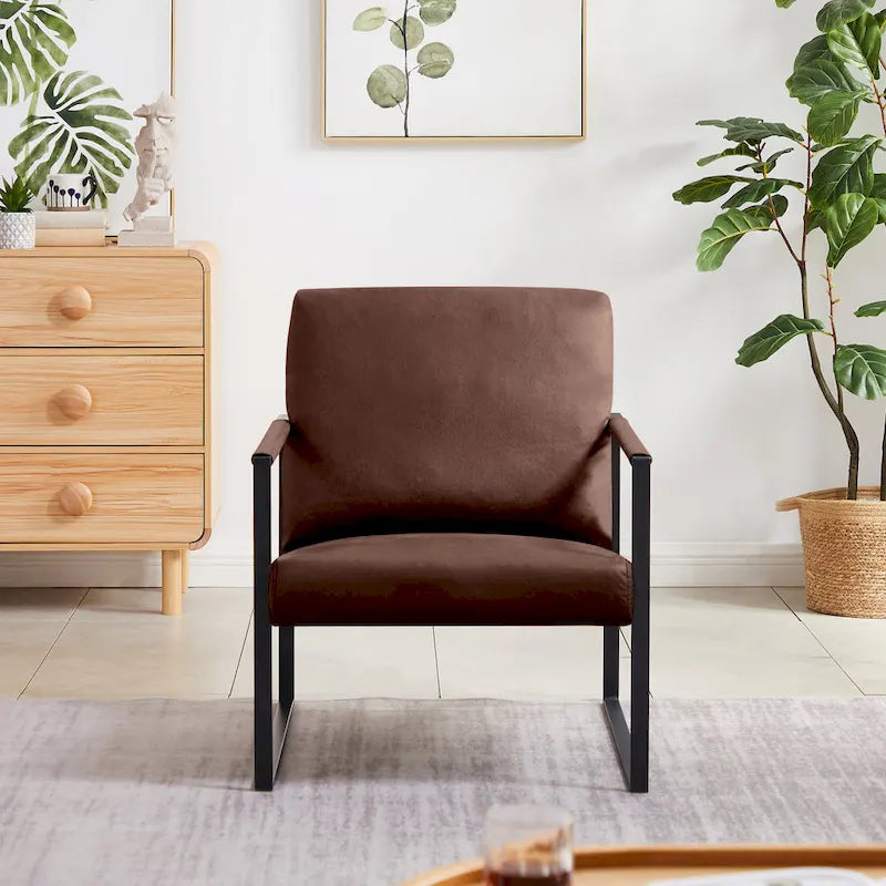 Faux Leather Accent Arm Chair