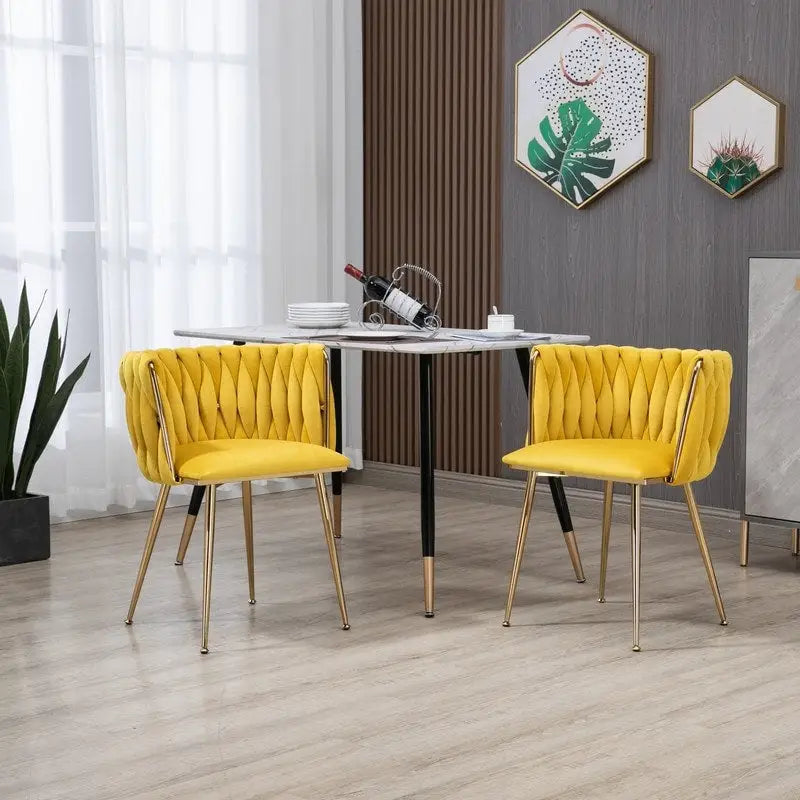 Modern Glam Velvet Dining Side Chair Set of 2 with Gold Metal Frame