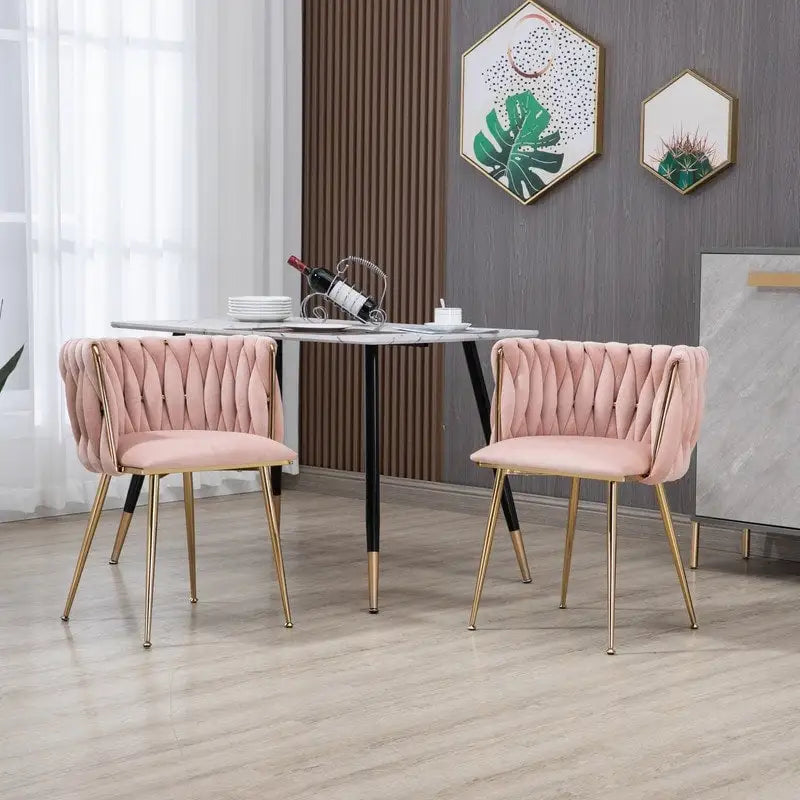 Modern Glam Velvet Dining Side Chair Set of 2 with Gold Metal Frame
