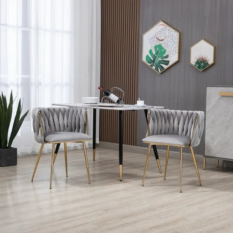 Modern Glam Velvet Dining Side Chair Set of 2 with Gold Metal Frame