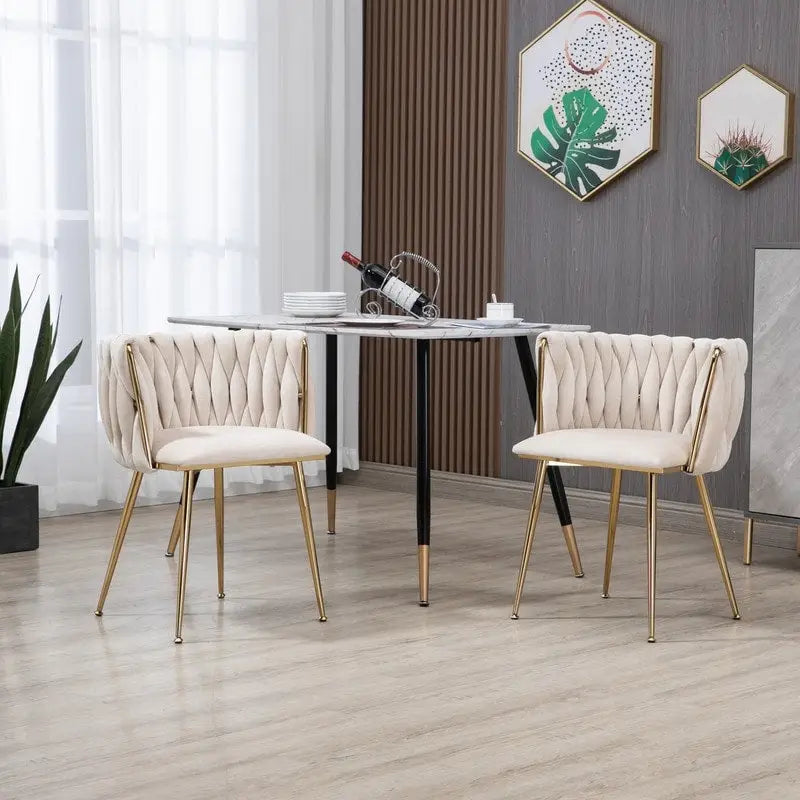Modern Glam Velvet Dining Side Chair Set of 2 with Gold Metal Frame