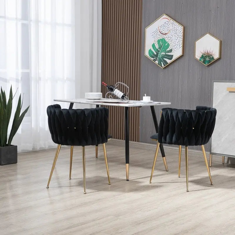 Modern Glam Velvet Dining Side Chair Set of 2 with Gold Metal Frame