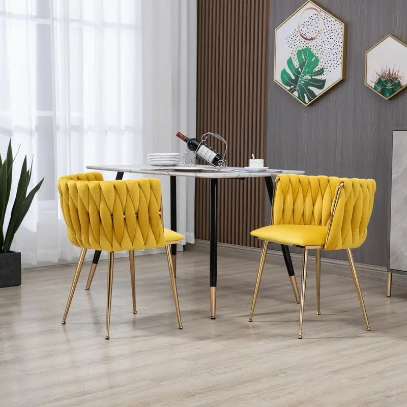 Modern Glam Velvet Dining Side Chair Set of 2 with Gold Metal Frame