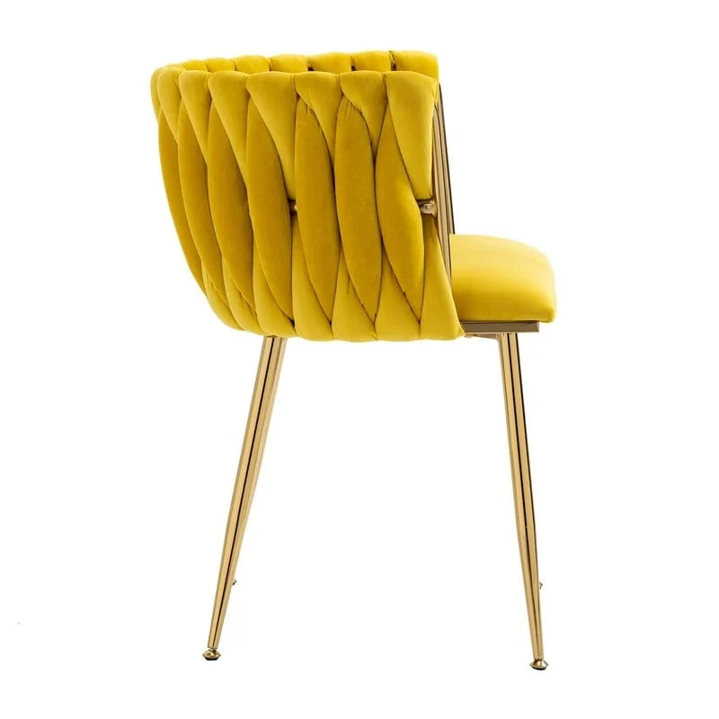 Modern Glam Velvet Dining Side Chair Set of 2 with Gold Metal Frame