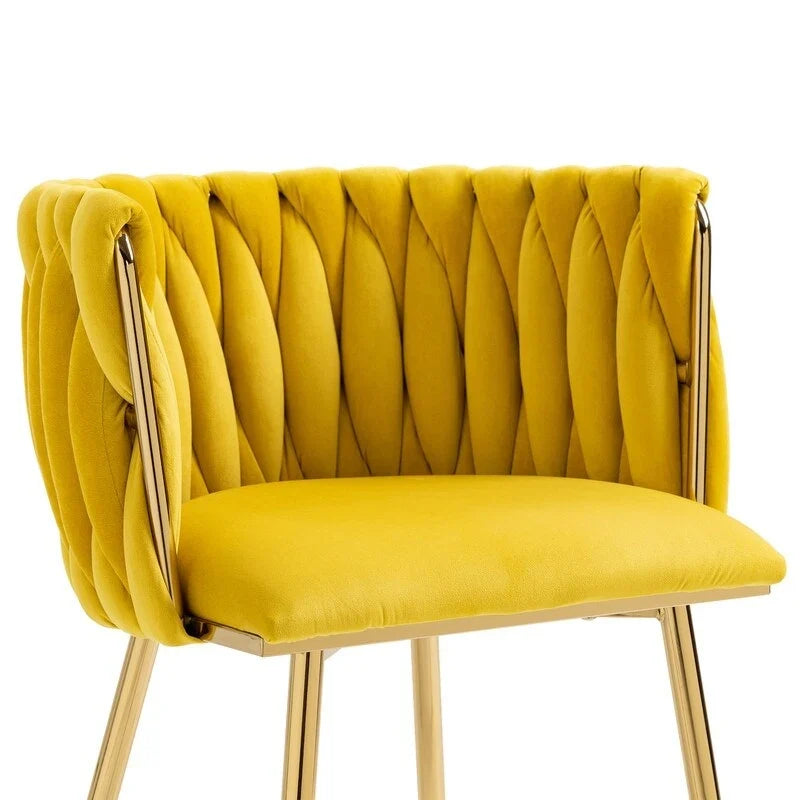 Modern Glam Velvet Dining Side Chair Set of 2 with Gold Metal Frame
