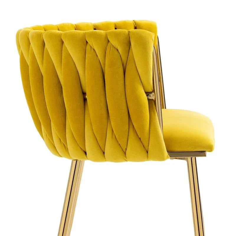 Modern Glam Velvet Dining Side Chair Set of 2 with Gold Metal Frame