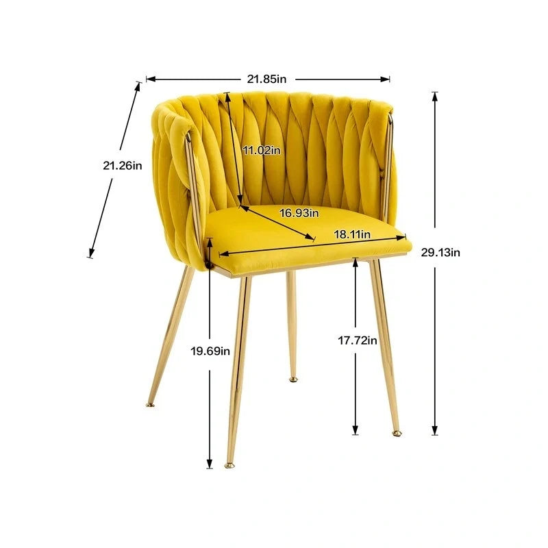 Modern Glam Velvet Dining Side Chair Set of 2 with Gold Metal Frame