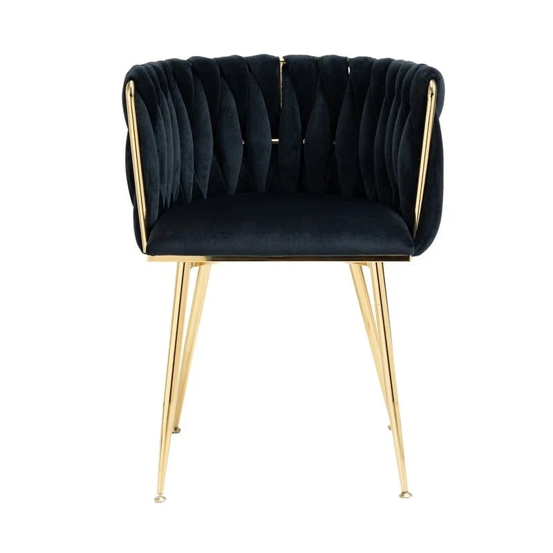 Modern Glam Velvet Dining Side Chair Set of 2 with Gold Metal Frame