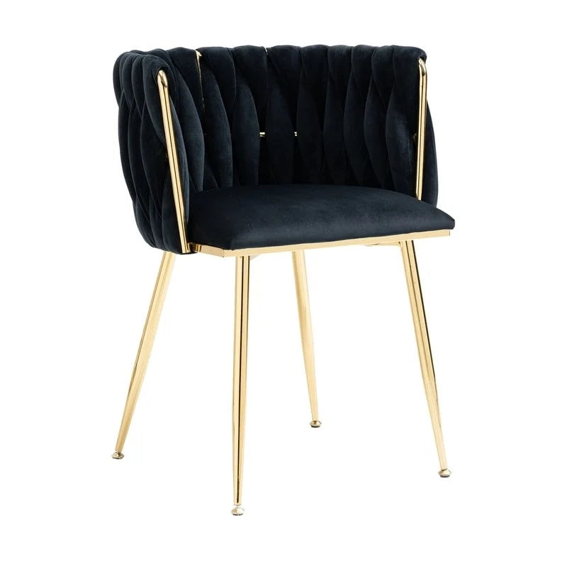 Modern Glam Velvet Dining Side Chair Set of 2 with Gold Metal Frame