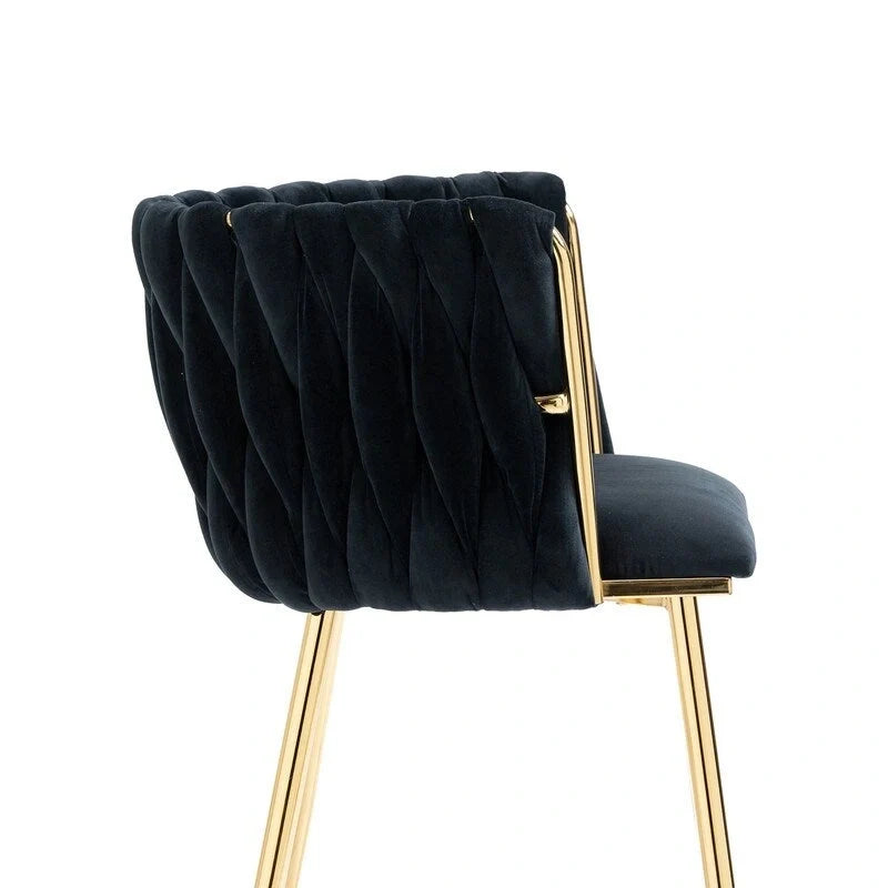 Modern Glam Velvet Dining Side Chair Set of 2 with Gold Metal Frame