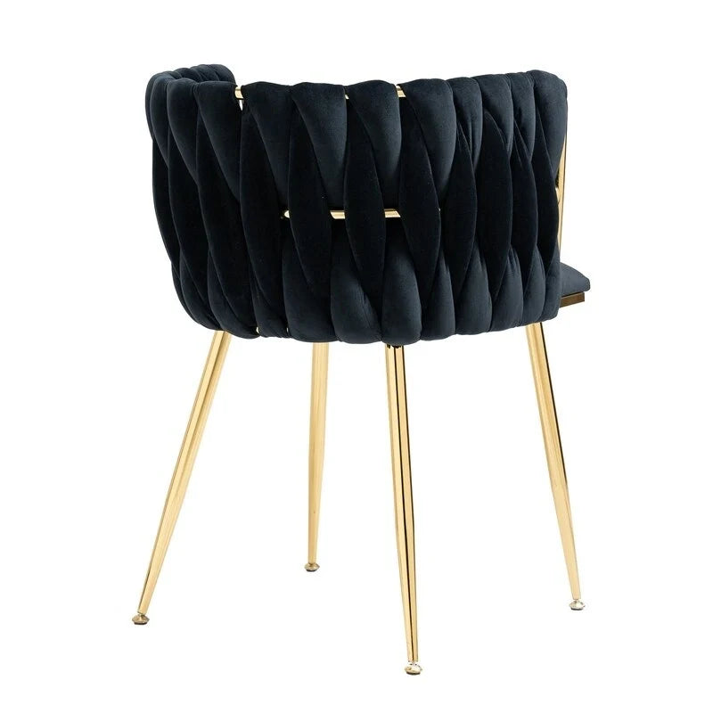 Modern Glam Velvet Dining Side Chair Set of 2 with Gold Metal Frame