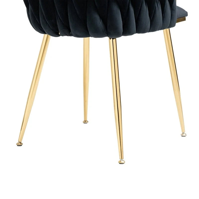 Modern Glam Velvet Dining Side Chair Set of 2 with Gold Metal Frame