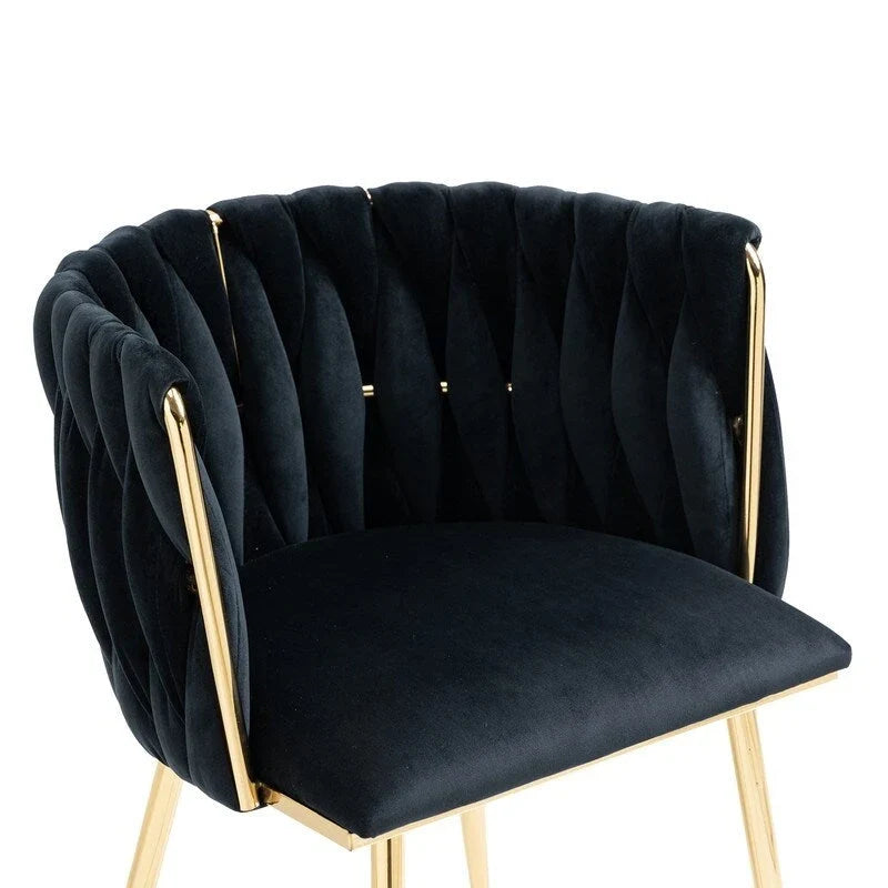 Modern Glam Velvet Dining Side Chair Set of 2 with Gold Metal Frame