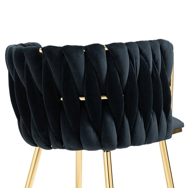 Modern Glam Velvet Dining Side Chair Set of 2 with Gold Metal Frame