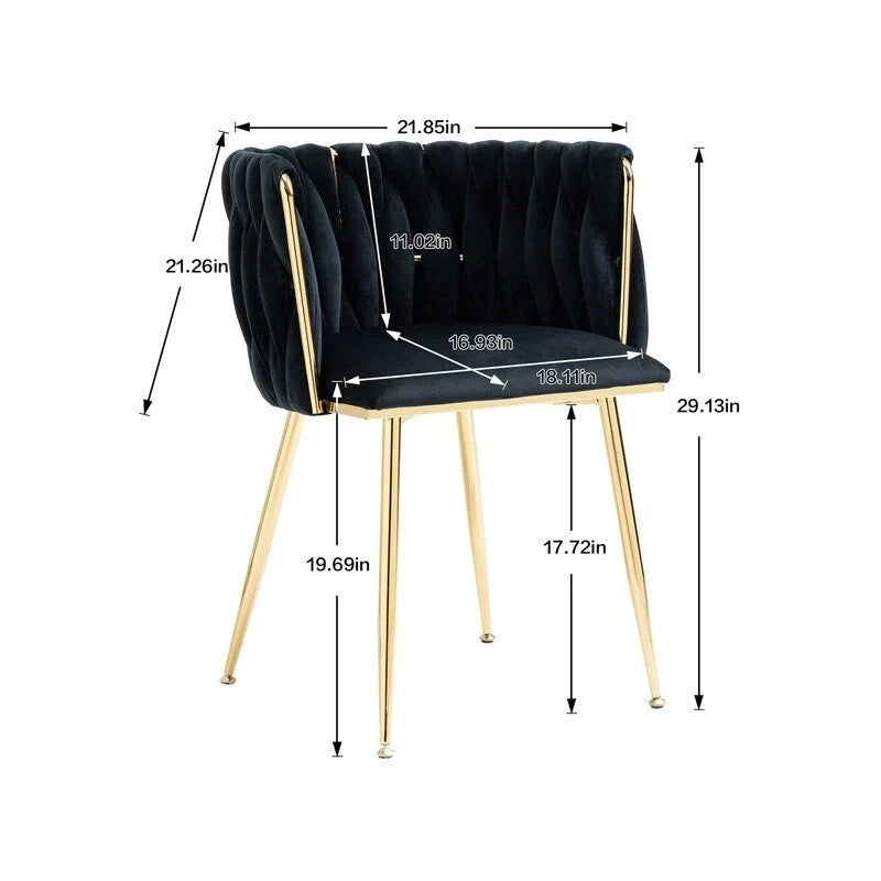 Modern Glam Velvet Dining Side Chair Set of 2 with Gold Metal Frame