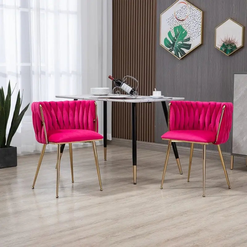 Modern Glam Velvet Dining Side Chair Set of 2 with Gold Metal Frame