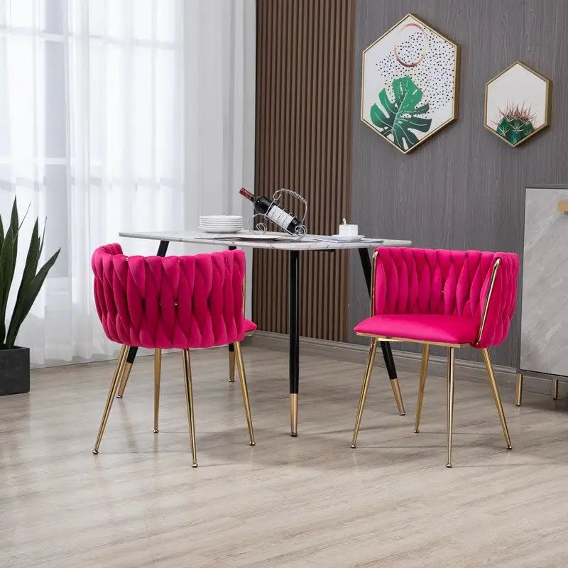 Modern Glam Velvet Dining Side Chair Set of 2 with Gold Metal Frame