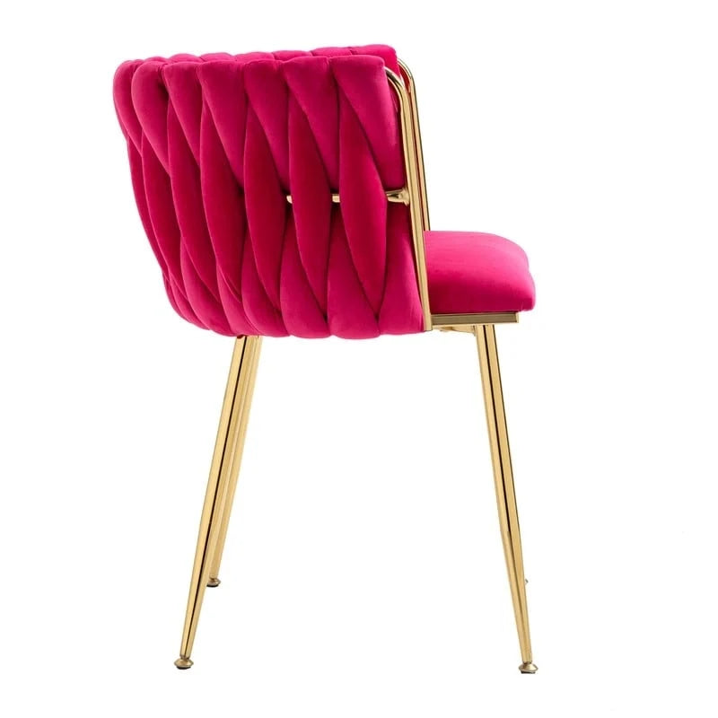 Modern Glam Velvet Dining Side Chair Set of 2 with Gold Metal Frame