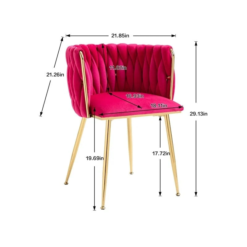 Modern Glam Velvet Dining Side Chair Set of 2 with Gold Metal Frame