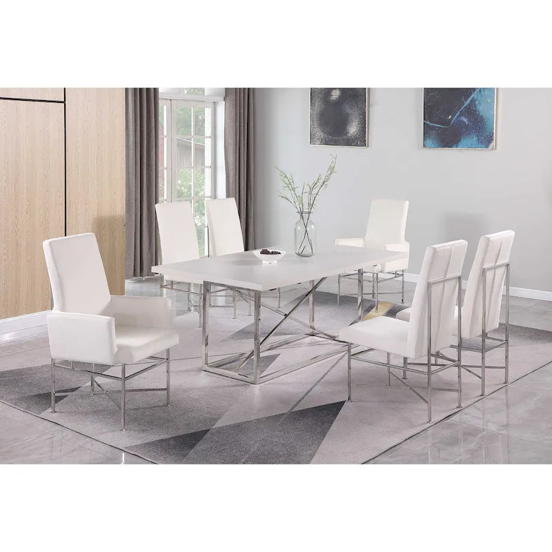 Contemporary Arm Chair with Steel Frame, Set of 2