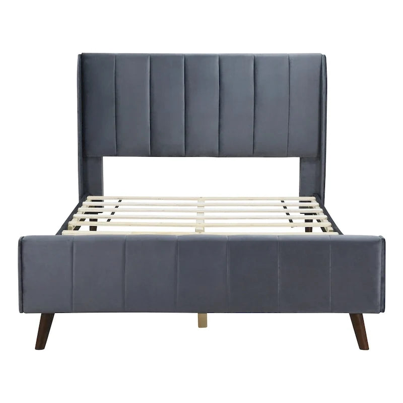 Letto a piattaforma imbottito, matrimoniale, in velluto