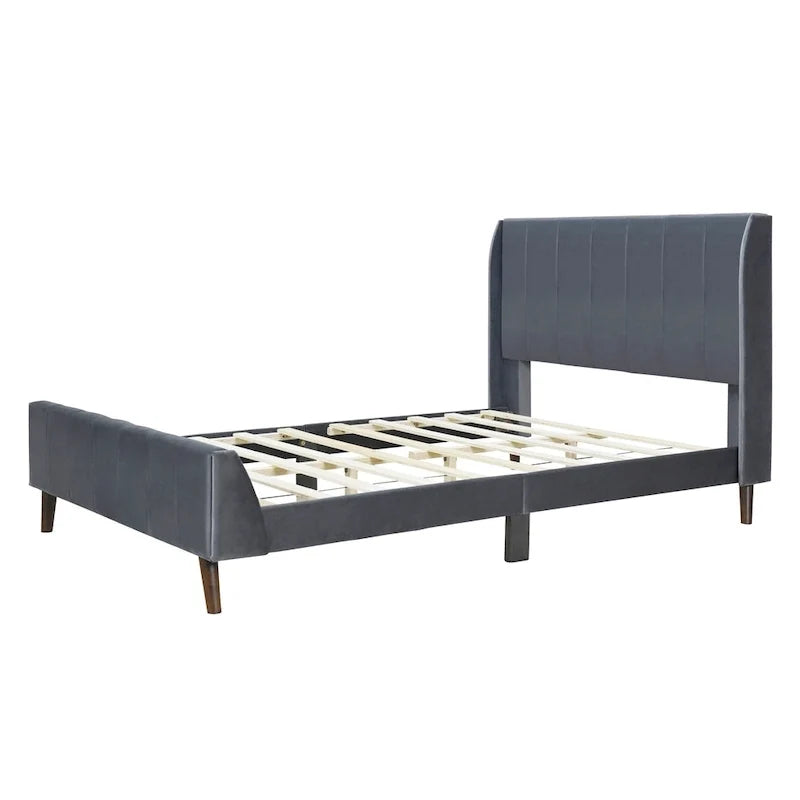 Letto a piattaforma imbottito, matrimoniale, in velluto