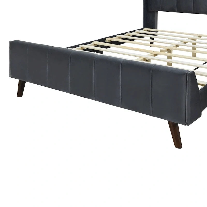 Letto a piattaforma imbottito, matrimoniale, in velluto