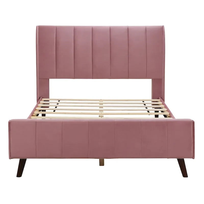 Letto a piattaforma imbottito, matrimoniale, in velluto