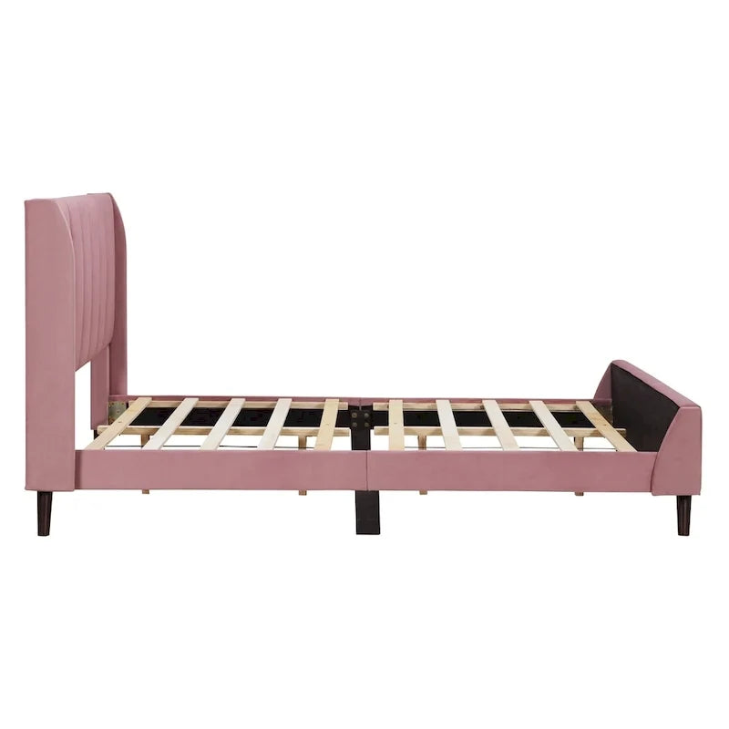 Letto a piattaforma imbottito, matrimoniale, in velluto