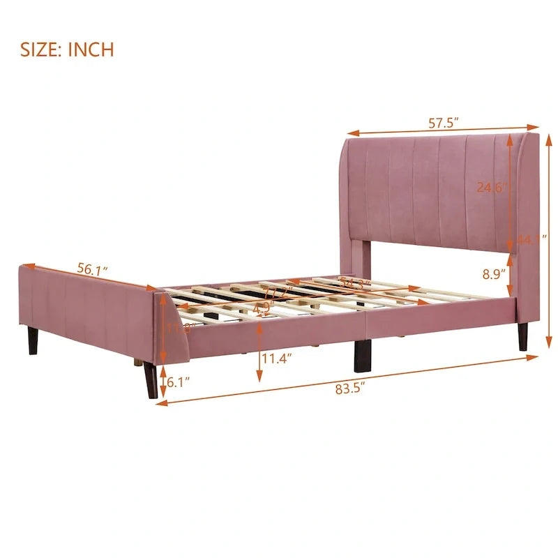 Letto a piattaforma imbottito, matrimoniale, in velluto