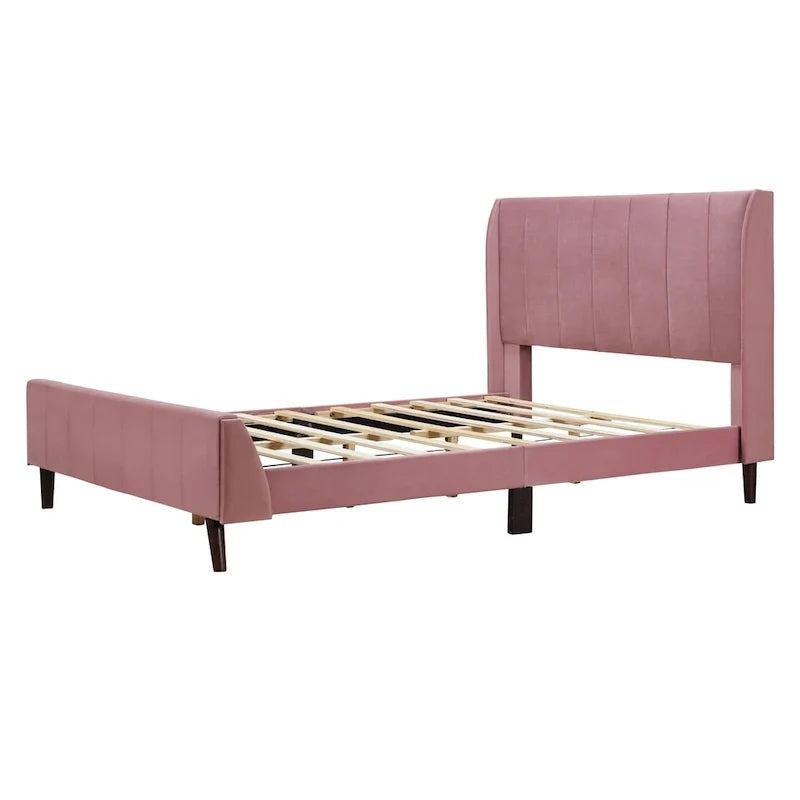Letto a piattaforma imbottito, matrimoniale, in velluto