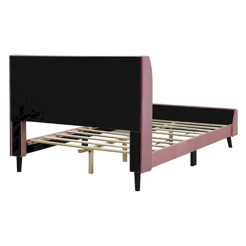 Letto a piattaforma imbottito, matrimoniale, in velluto