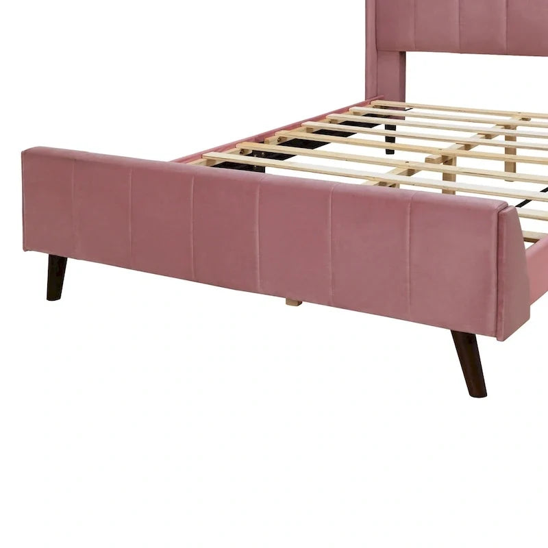 Letto a piattaforma imbottito, matrimoniale, in velluto