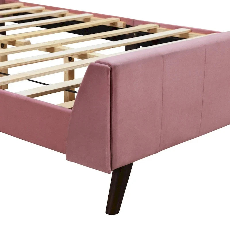 Letto a piattaforma imbottito, matrimoniale, in velluto