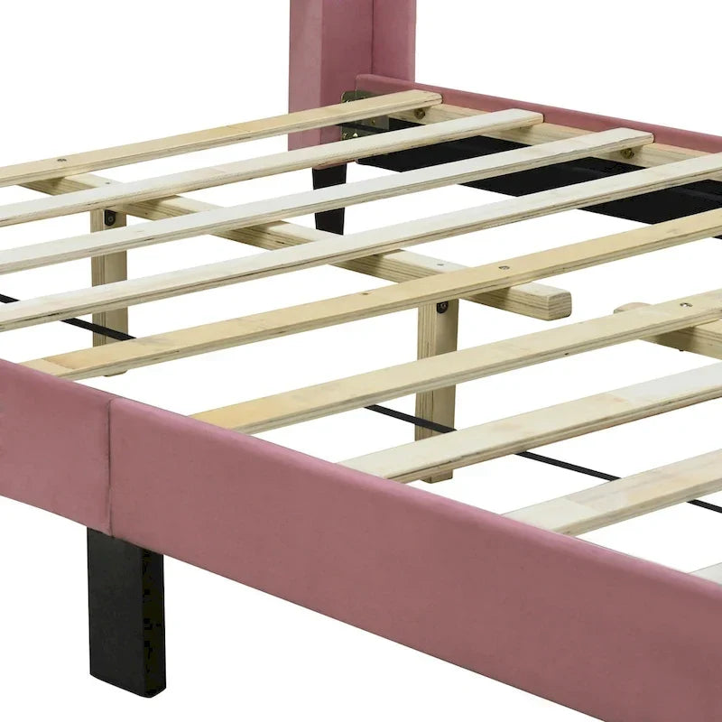 Letto a piattaforma imbottito, matrimoniale, in velluto
