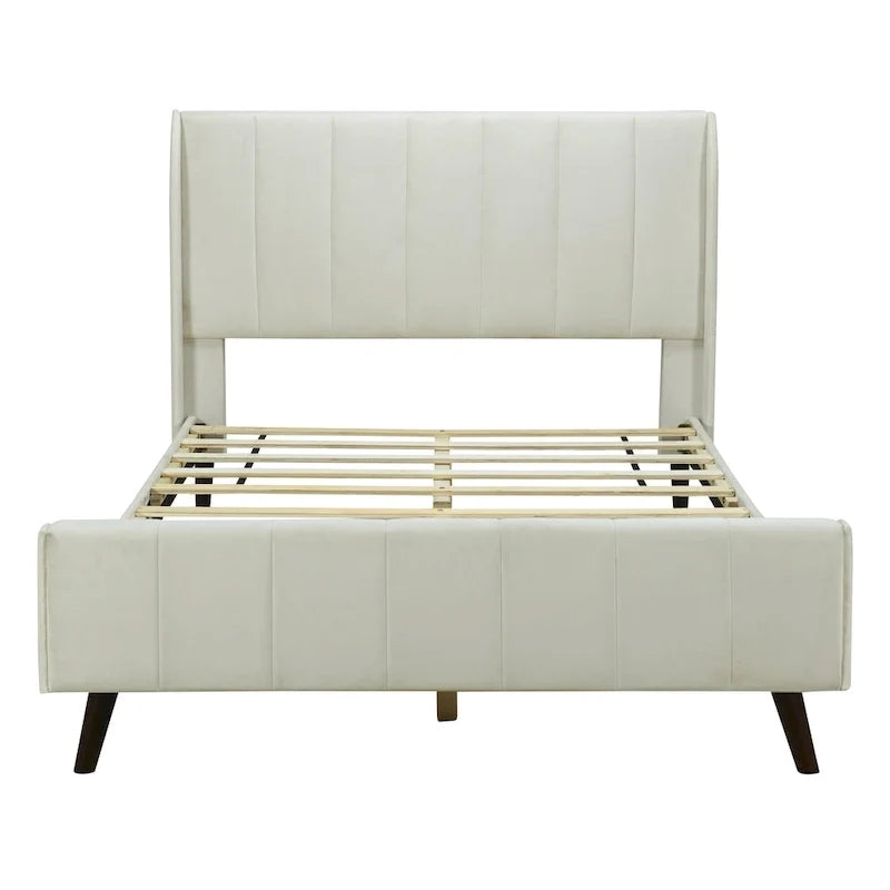 Letto a piattaforma imbottito, matrimoniale, in velluto