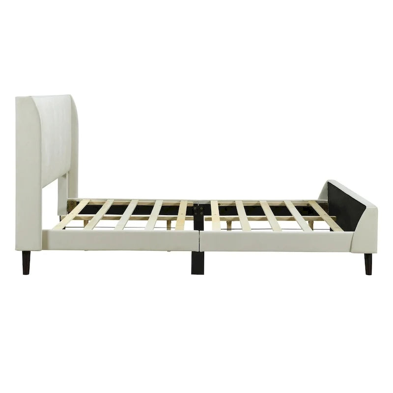 Letto a piattaforma imbottito, matrimoniale, in velluto