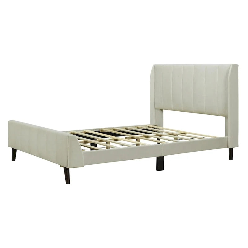 Letto a piattaforma imbottito, matrimoniale, in velluto