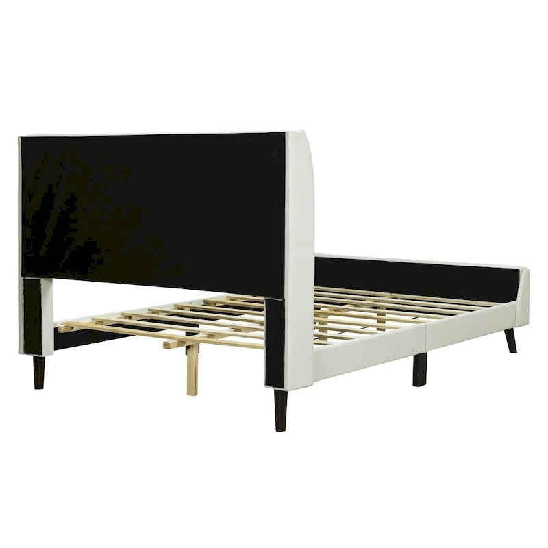 Letto a piattaforma imbottito, matrimoniale, in velluto