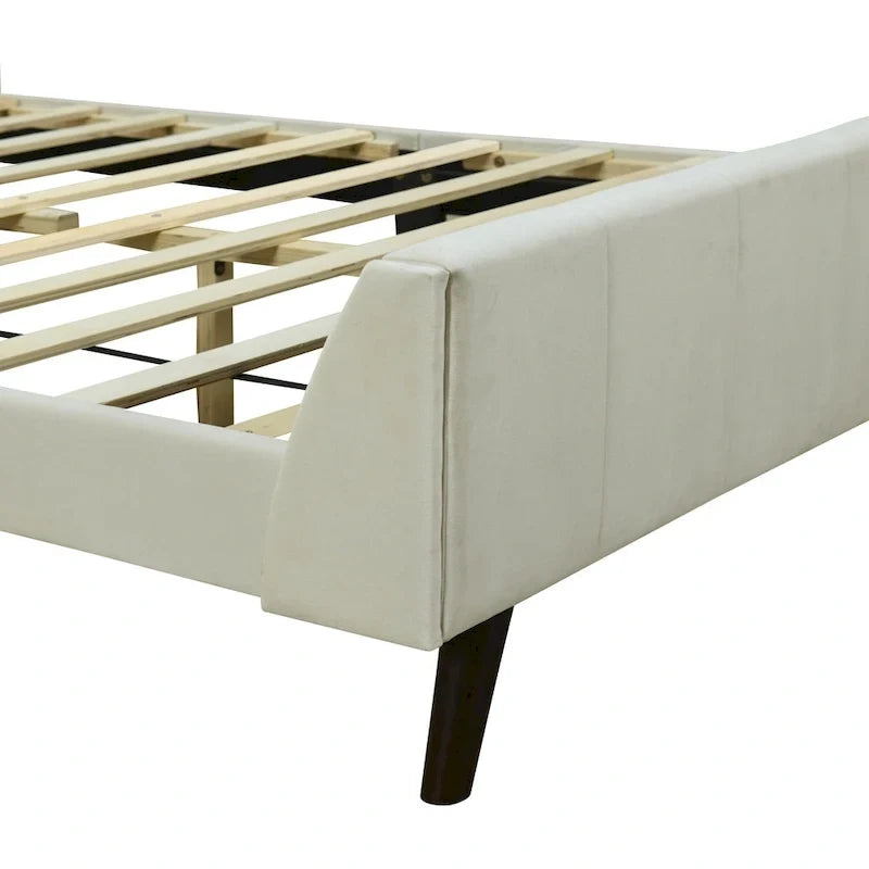 Letto a piattaforma imbottito, matrimoniale, in velluto