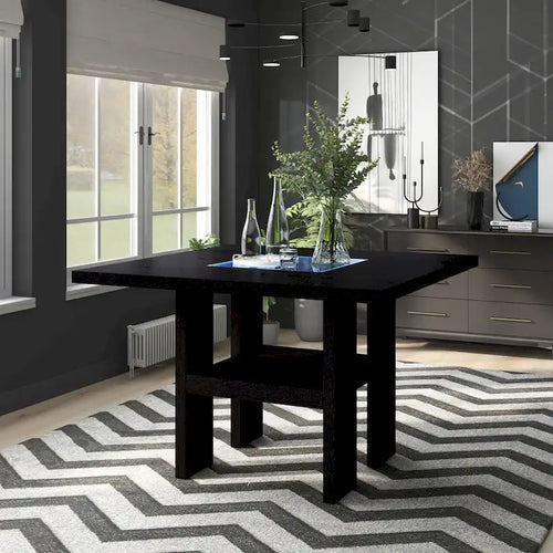 Tavolo da pranzo quadrato alto da bancone, in legno, con illuminazione, 54 pollici