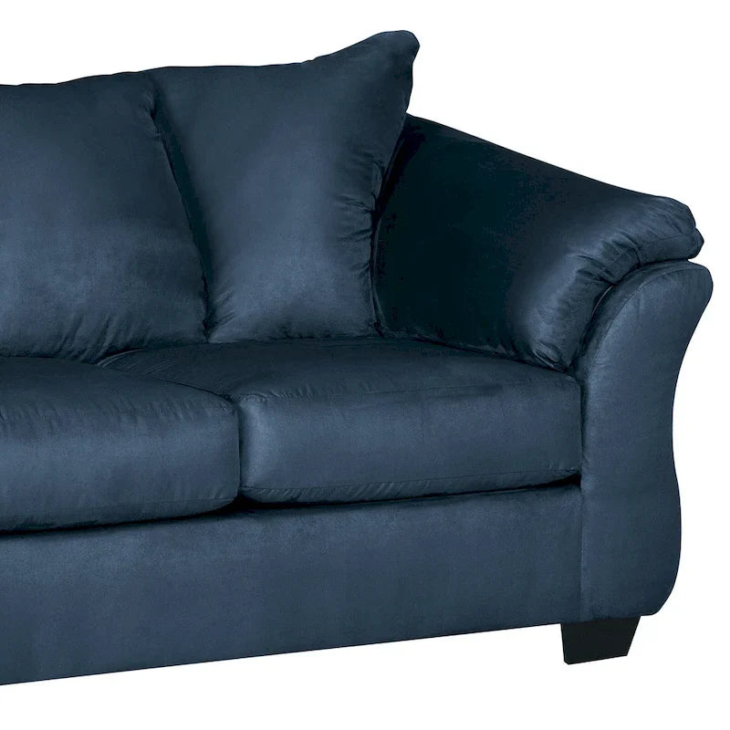 Navy Blue Microfiber Pillow-back Sofa