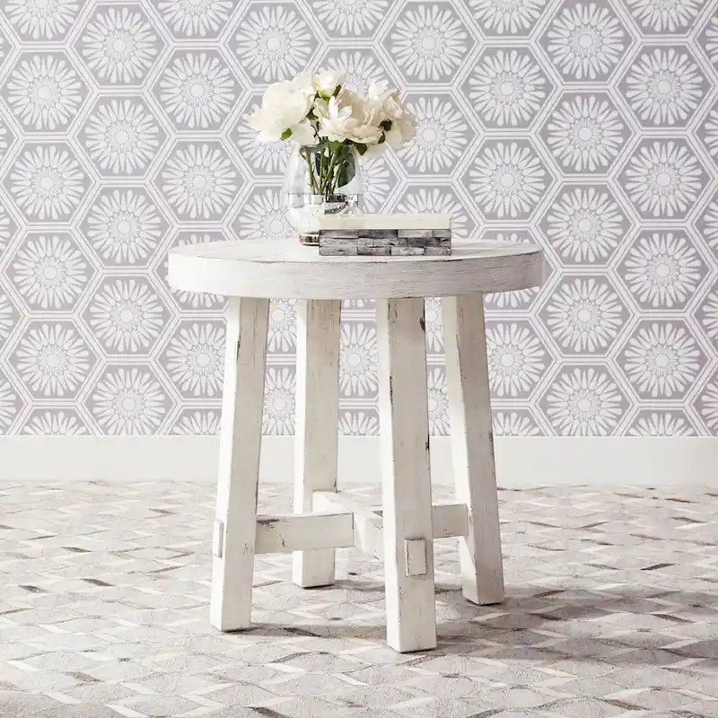 Modern Farmhouse Flea Market White Splay Leg Round End Table