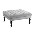 Abigal Grey Velvet Square Tufted Ottoman
